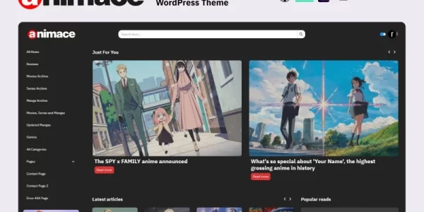 ANIMACE Anime and Manga WordPress Theme 1.0.0 GPL Theme