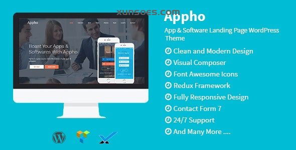 Appho App Software Landing Page WordPress Theme 1.1 GPL Theme