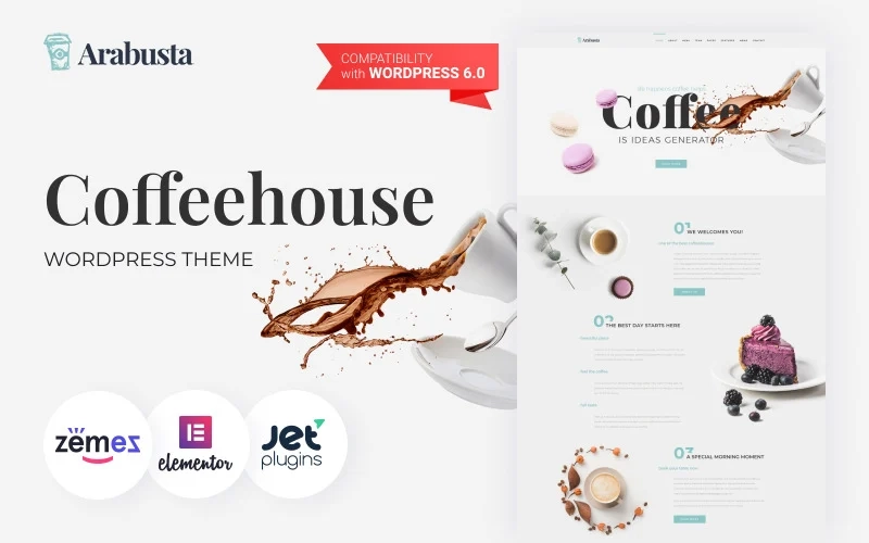 Arabusta Coffeehouse WordPress Elementor Theme WordPress Theme 1.0.2 GPL Theme