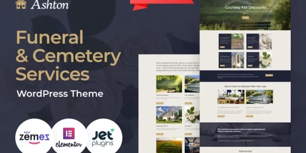 Ashton Funeral Cemetery Services WordPress Theme 1.0.1 GPL Theme