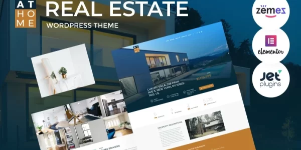 At Home Real Estate WordPress Elementor Theme WordPress Theme 1.0.1 GPL Theme
