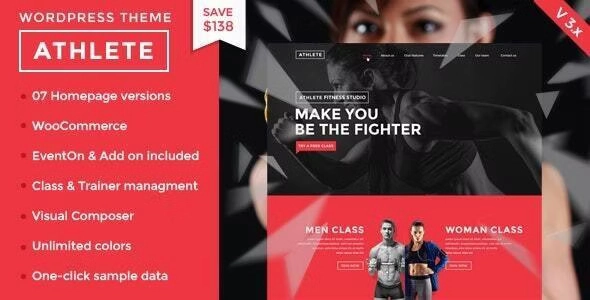 Athlete Fitness | Gym and Sport WordPress Theme 3.8.4 GPL Theme