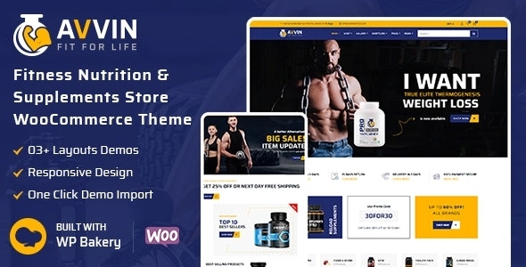 Avvin Fitness Nutrition and Supplements Store WooCommerce Theme 1.4 GPL Theme