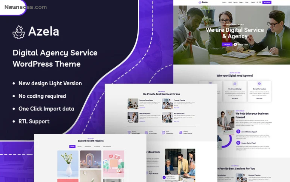 Azela Digital Agency Service WordPress Theme 1.0.0 GPL Theme