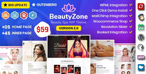BeautyZone: Beauty Spa Salon WordPress Theme 2.0 GPL Theme