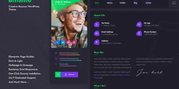 Bittanto Creative Resume WordPress Theme 1.0 GPL Theme