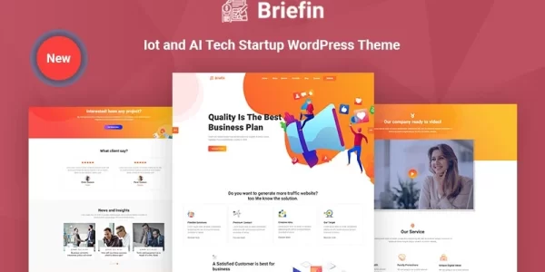 Briefin is an IoT and AI Tech Startup Responsive WordPress Theme 1.0.0 GPL Theme