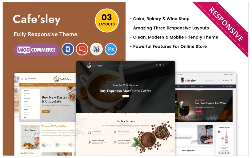 Cafesley – Cafe, Bar and Restraunt Woocommerce Theme 1.0 GPL Theme