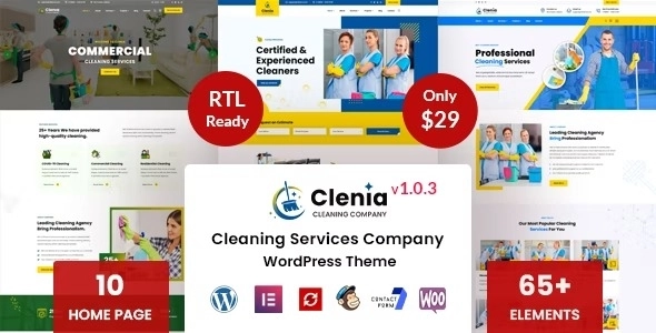 Clenia Cleaning Services WordPress Theme 1.0.1 GPL Theme