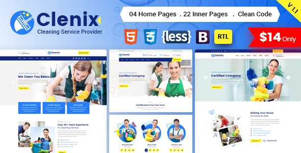 Clenix Cleaning Services WordPress Theme 3.0.3 GPL Theme