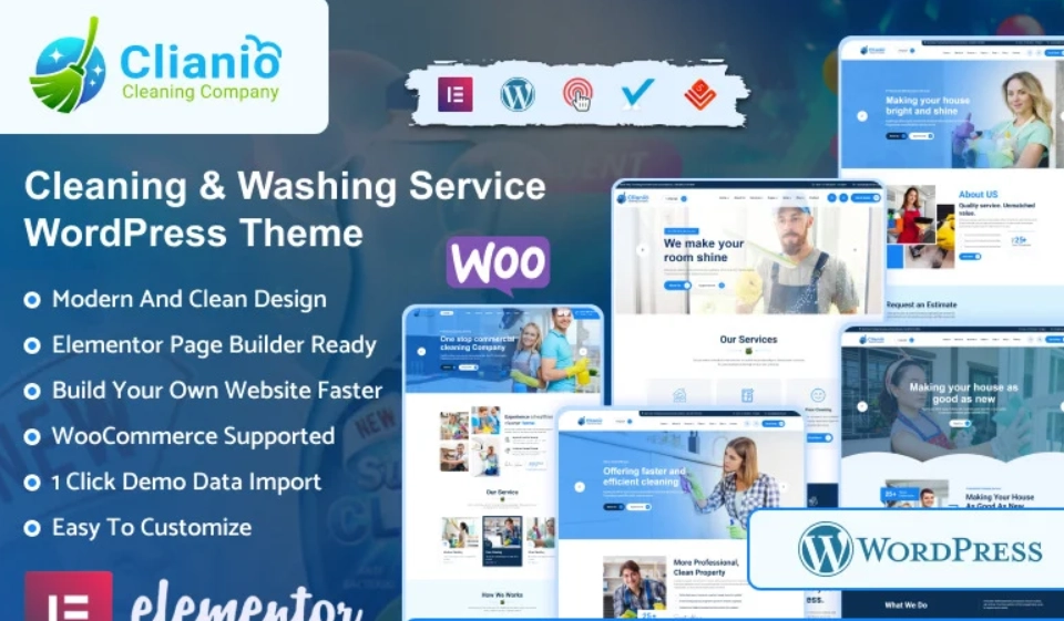 Clianio Cleaning Services WordPress Theme 1.0 GPL Theme