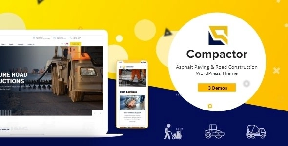 Compactor Road Construction WordPress Theme 1.0.1 GPL Theme