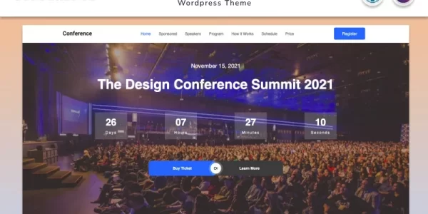 Conference Event Landing page Elementor WordPress Theme WordPress Theme 1.0.0 GPL Theme
