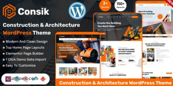Consik Construction Architecture WordPress Theme 1.0.0 GPL Theme