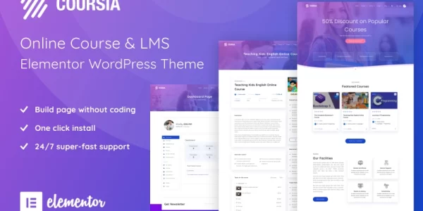 Coursia Course LMS WordPress Elementor Theme WordPress Theme 1.1.1 GPL Theme