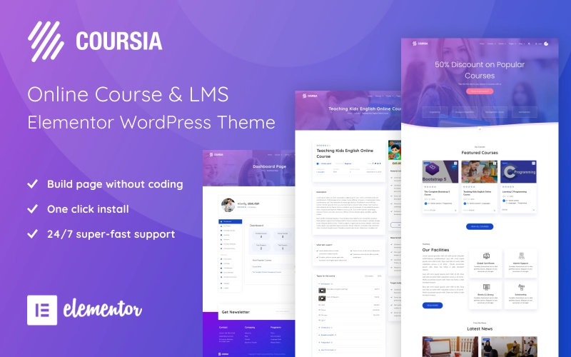 Coursia Course LMS WordPress Elementor Theme WordPress Theme 1.1.1 GPL Theme