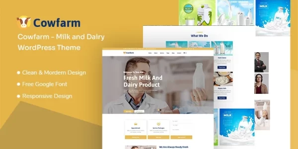 Cowfarm Milk and Dairy Responsive WordPress Theme 1.0.1 GPL Theme