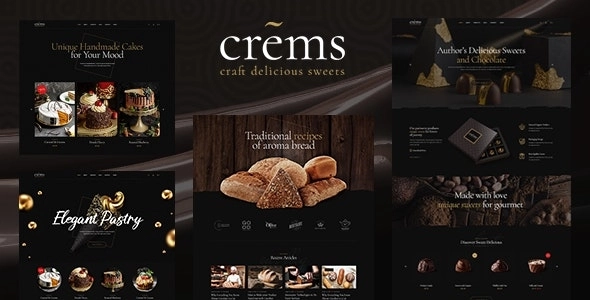 Crems Bakery, Chocolate Sweets Pastry WordPress Theme 1.1.0 GPL Theme