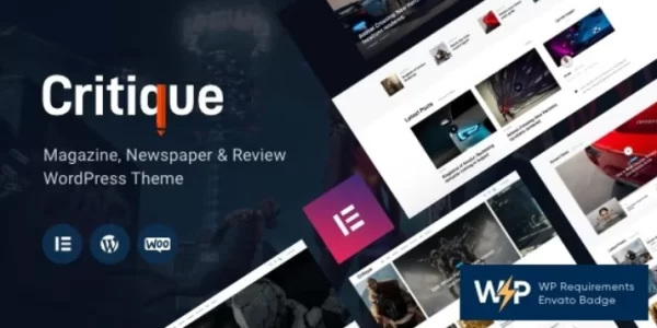 Critique Magazine, Newspaper Review WordPress Theme 1.2.0 GPL Theme
