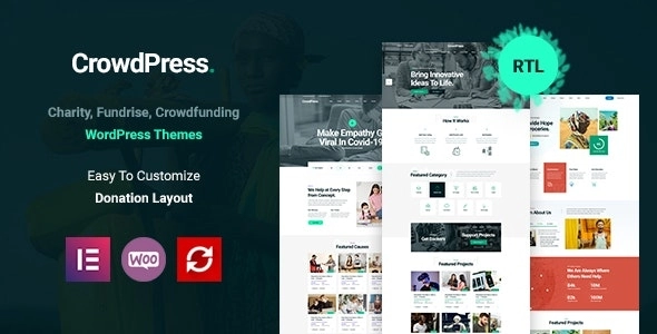 CrowdPress Crowdfunding Responsive WordPress Theme 1.0.5 GPL Theme
