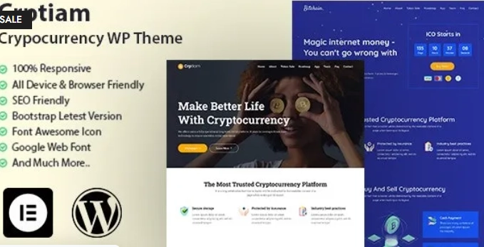 Crptiam Cryptocurrency WordPress Theme 1.0 GPL Theme