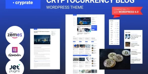 Cryprate Cryptocurrency Blog WordPress Elementor Theme WordPress Theme 1.0.1 GPL Theme