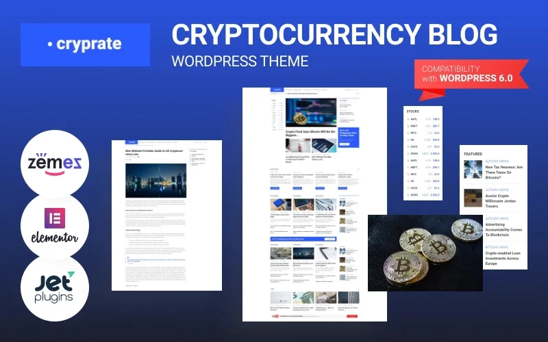 Cryprate Cryptocurrency Blog WordPress Elementor Theme WordPress Theme 1.0.1 GPL Theme