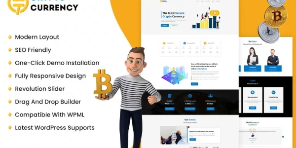 Crypto Currency WordPress Theme 1.0.0 GPL Theme