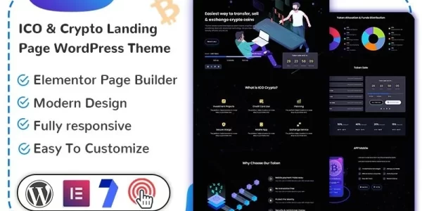 Cryptolux ICO Crypto Landing Page WordPress Theme 1.0.0 GPL Theme