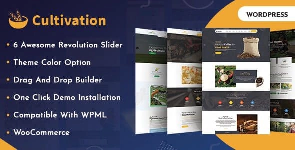 Cultivation Organic Food Farming WordPress Theme 1.0.0 GPL Theme