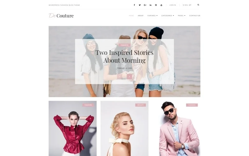 De Couture Fancy Fashion Beauty Blog WordPress Theme 1.0.1 GPL Theme