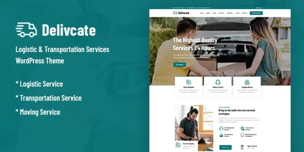 Delivcate – Logistic Transportation Service WordPress Theme 1.0.0 GPL Theme