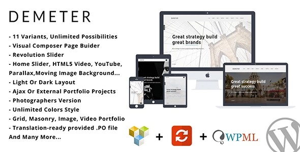 Demeter One Page Parallax WordPress Theme 1.5.0 GPL Theme