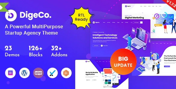 Digeco – Startup Agency WordPress Theme 2.1.0 GPL Theme