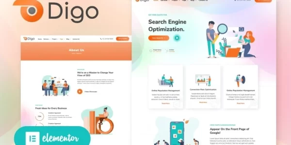 Digo SEO and Digital Marketing Agency WordPress Elementor Theme WordPress Theme 1.3.0 GPL Theme