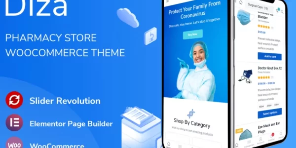 Diza Pharmacy Store Elementor WooCommerce Theme 1.2.10 GPL Theme