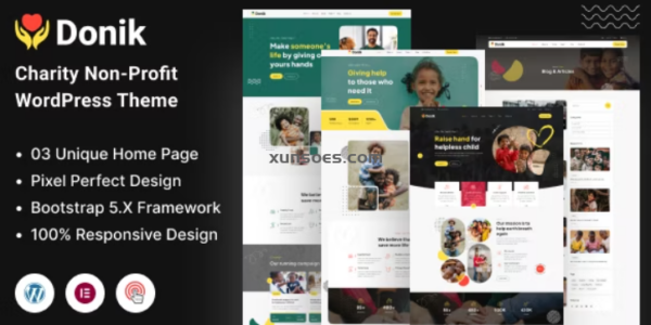 Donik Charity Fundraising WordPress Theme 1.0.4 GPL Theme