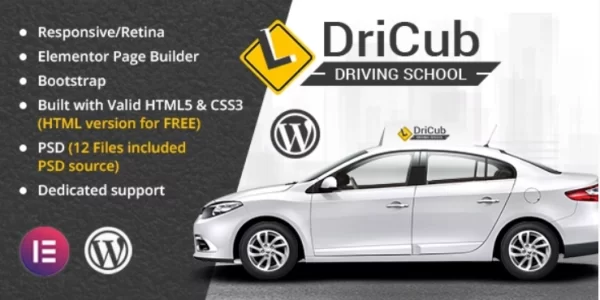 DriCub Driving School WordPress Theme 2.9 GPL Theme
