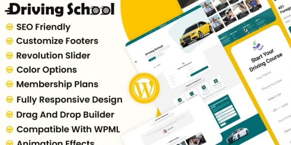 DriveOn Driving School WordPress Theme 1.0.0 GPL Theme