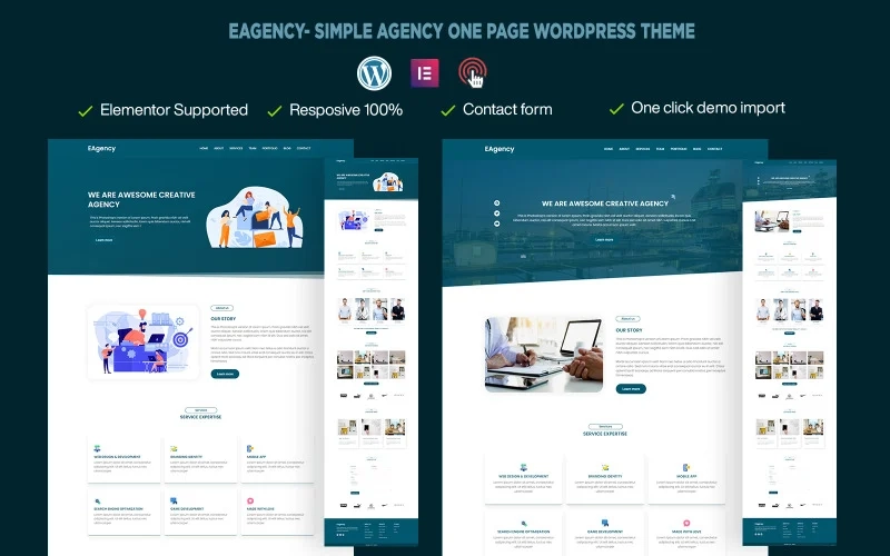 EAgency- Simple Agency One page WordPress Theme 1.0.0 GPL Theme