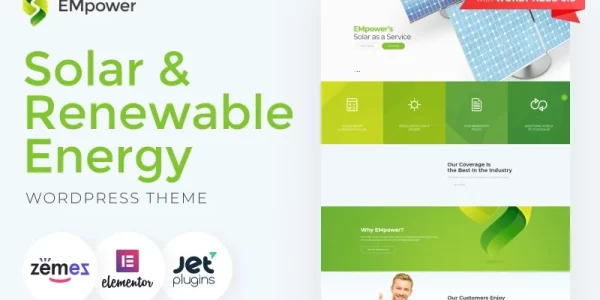 EMpower Solar Renewable Energy WordPress Theme 1.0.1 GPL Theme
