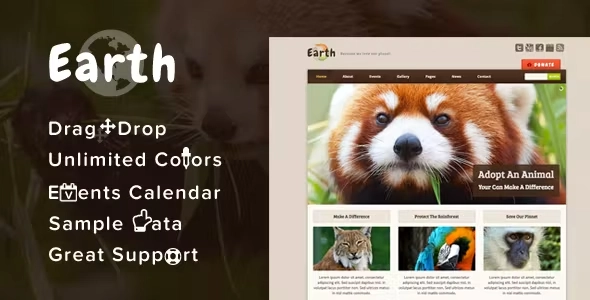 Earth Eco/Environmental NonProfit WordPress Theme 4.4 GPL Theme