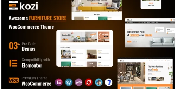 Ekozi Furniture Elementor WooCommerce Theme 1.1 GPL Theme
