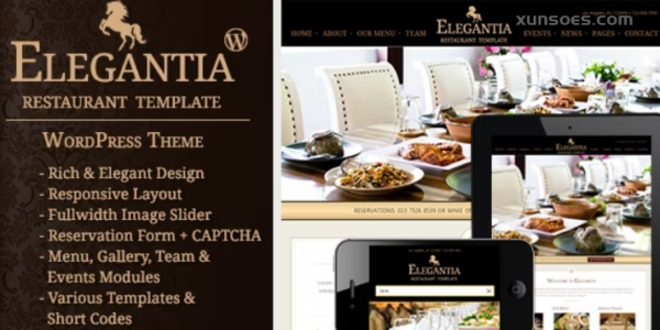 Elegantia Restaurant and Cafe WordPress Theme 1.4.3 GPL Theme