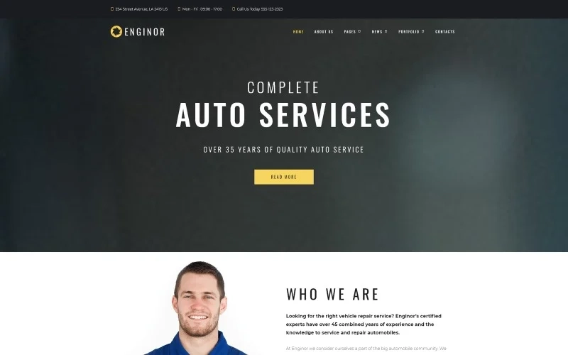 Enginor Eye-catching Car Tuning Service WordPress Theme 1.1.1 GPL Theme