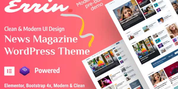 Errin Newspaper Personal Blog WordPress Theme 1.0.6 GPL Theme