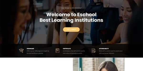 Eschool Education, University School WordPress Theme 1.1.0 GPL Theme
