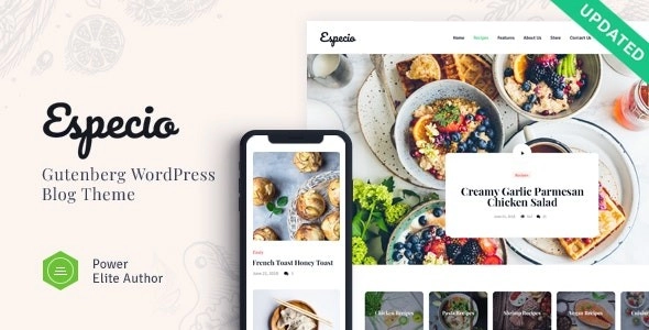 Especio | Personal Gutenberg Food Blog WordPress Theme 1.0.1 GPL Theme
