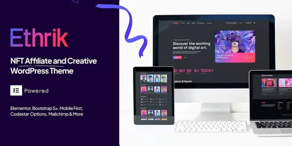 Ethrik Creative NFT Affiliate WordPress Theme 2.2 GPL Theme