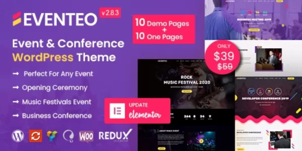 Eventeo Event Conference WordPress Theme 2.8.3 GPL Theme